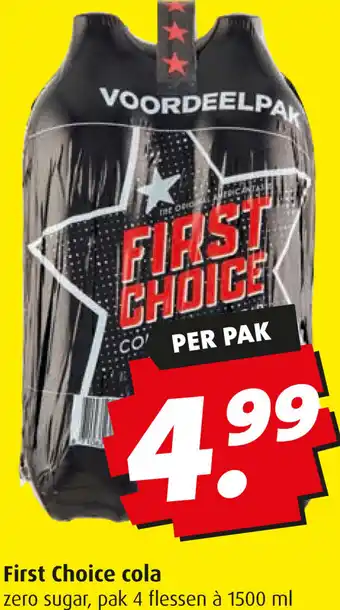 Boni First Choice cola zero sugar, 4 x 1500 ml aanbieding