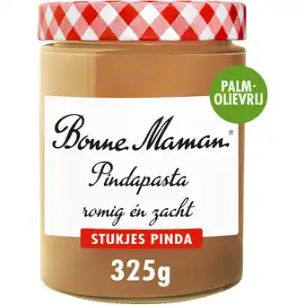 Albert Heijn Bonne Maman Pindapasta romig en zacht stukjes pinda aanbieding