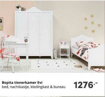 Baby & Tiener Bopita Tienerkamer Evi Bed, Nachtkastje, Kledingkast & Bureau aanbieding