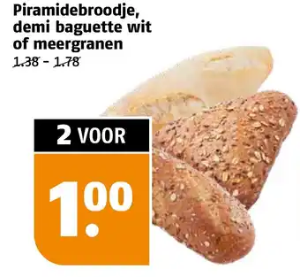 Poiesz Piramidebroodje, demi baguette wit of meergranen aanbieding