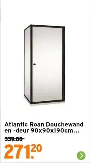 GAMMA Atlantic Roan Douchewand en -deur 90x90x190cm Zwart aanbieding