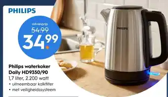 Blokker Philips waterkoker Daily HD9350/90 1,7 liter, 2.200 watt aanbieding