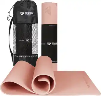 Bol.com Rockerz Yoga mat - Fitness mat - Sport mat - Yogamat anti slip & eco - Extra Dik - Duurzaam TPE materiaal - Incl Draagtas - R aanbieding