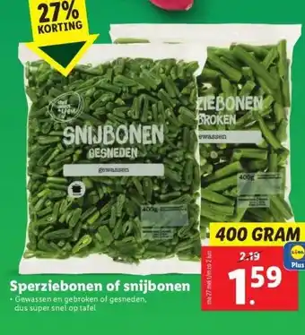 Lidl Sperziebonen of snijbonen aanbieding