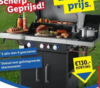 Lidl Gas BBQ 3+1 branders aanbieding