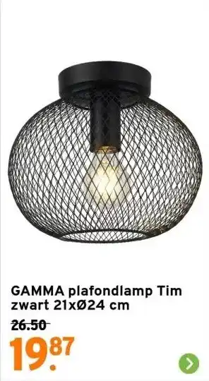 GAMMA GAMMA plafondlamp Tim zwart 21xØ24 cm aanbieding