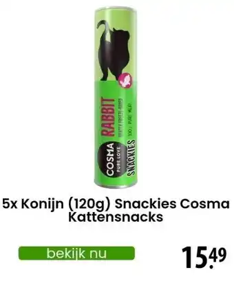 Zooplus 5x Konijn (120g) Snackies Cosma Kattensnacks aanbieding