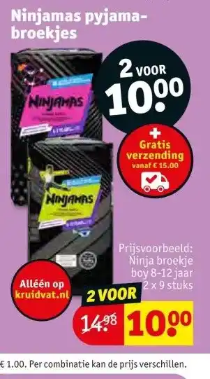 Kruidvat Ninjamas pyjama- broekjes aanbieding