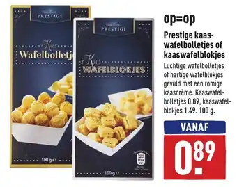 ALDI Prestige kaas- wafelbolletjes of kaaswafelblokjes 100g aanbieding