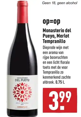 ALDI Monasterio del Pueyo, Merlot Tempranillo 0.75l aanbieding