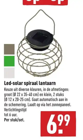 ALDI Led-solar spiraal lantaarn aanbieding