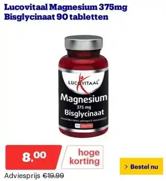 Bol.com Lucovitaal Magnesium 375mg Bisglycinaat 90 tabletten aanbieding