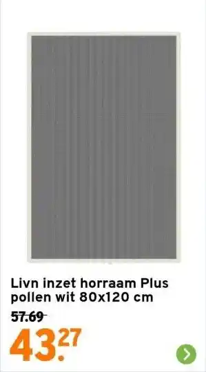 GAMMA Livn inzet horraam Plus pollen wit 80x120 cm aanbieding