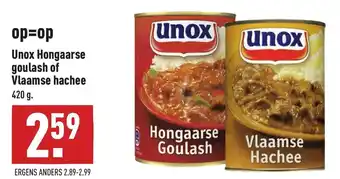 ALDI Unox Hongaarse goulash of Vlaamse hachee 420g aanbieding