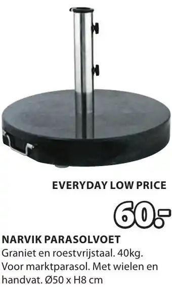 Jysk NARVIK PARASOLVOET 40kg. Ø50 x H8 cm aanbieding