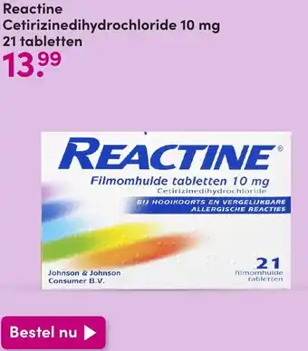 DA Reactine Cetirizinedihydrochloride 10 mg 21 tabletten aanbieding