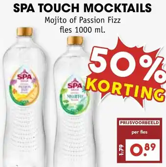 De Boerenschuur SPA TOUCH MOCKTAILS Mojito of Passion Fizz 1L aanbieding