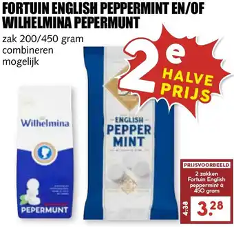 De Boerenschuur FORTUIN ENGLISH PEPPERMINT EN/OF WILHELMINA PEPERMUNT 450g aanbieding