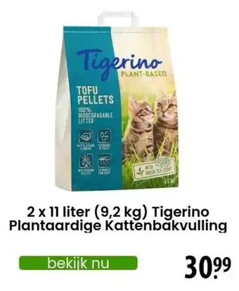 Zooplus 2 x 11 liter (9,2 kg) Tigerino Plantaardige Kattenbakvulling aanbieding