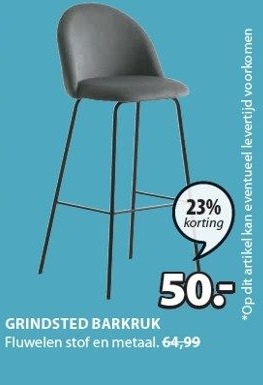 Jysk GRINDSTED BARKRUK Fluwelen stof en metaal. aanbieding