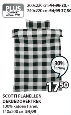 Jysk SCOTTI FLANELLEN DEKBEDOVERTREK 100% katoen flanel. aanbieding