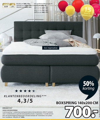 Jysk GOLD C45 BOXSPRING aanbieding