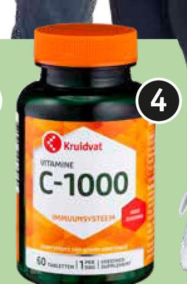 Kruidvat Ondersteun je weerstand met de Kruidvat vitamine C-1000 tabletten aanbieding