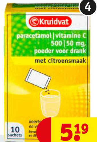 Kruidvat Paracetamol met vitamine C* Geeft verlichting bij koorts en pijn bij griep aanbieding