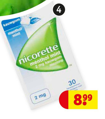 Kruidvat Nicotinekauwgom Mint 2mg* Je verlicht ontwenningsverschijnselen aanbieding