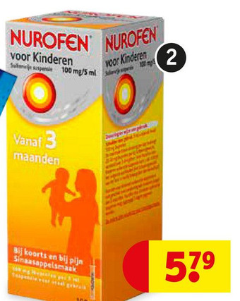 Kruidvat Nurofen voor kinderen (Sinaasappelsmaak) aanbieding