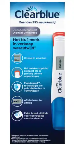 De Online Drogist Clearblue Zwangerschapstest Digitaal Ultravroeg aanbieding