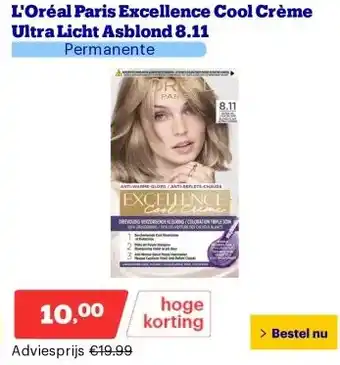 Bol.com L'Oréal Paris Excellence Cool Crème Ultra Licht Asblond 8.11 aanbieding