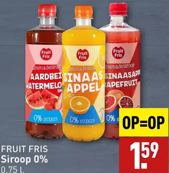 ALDI FRUIT FRIS Siroop 0% 0.75L aanbieding