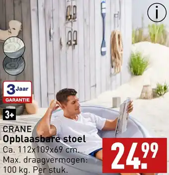 ALDI CRANE Opblaasbare stoel Ca. 112x109x69 cm. aanbieding