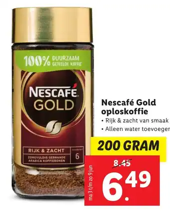 Lidl Nescafe gold oploskoffie 200 gram aanbieding