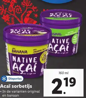 Lidl Acai sorbetijs 160 ml aanbieding