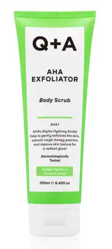 De Online Drogist Q+A AHA Exfoliator Body Scrub Vanilla Coconut aanbieding