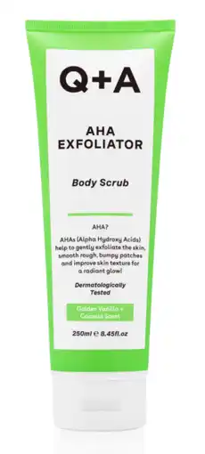 De Online Drogist Q+A AHA Exfoliator Body Scrub Vanilla Coconut aanbieding