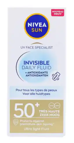 De Online Drogist Nivea Sun Invisible Daily Fluide SPF50+ aanbieding
