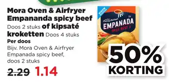 PLUS Mora Oven & Airfryer Empananda spicy beef of kipsaté kroketten aanbieding