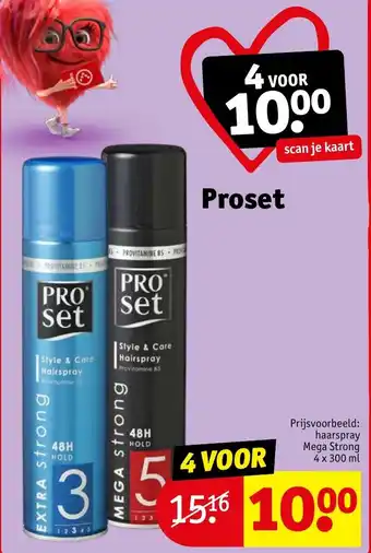 Kruidvat Proset haarspray Mega Strong 4 x 300 ml aanbieding