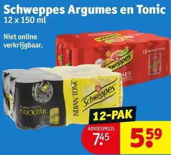 Kruidvat Schweppes Argumes en Tonic 12 x 150ml aanbieding