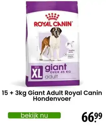 Zooplus 15 + 3kg Giant Adult Royal Canin Hondenvoer aanbieding