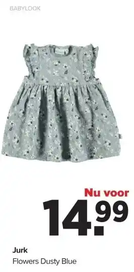 Baby-Dump Jurk Flowers Dusty Blue aanbieding