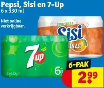 Kruidvat Pepsi, Sisi en 7-Up 6 x 330 ml aanbieding