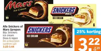 Albert Heijn Alle Snickers of Mars ijsrepen aanbieding