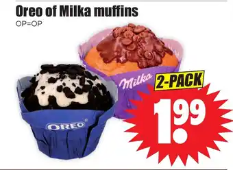 Dirk Oreo of Milka muffins 2-pack aanbieding