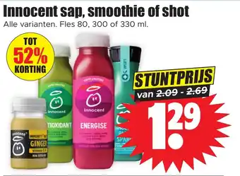 Dirk Innocent sap, smoothie of shot aanbieding