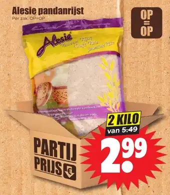 Dirk Alesie pandanrijst 2 kilo aanbieding