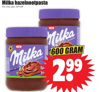 Dirk Milka hazelnootpasta 600 gram aanbieding